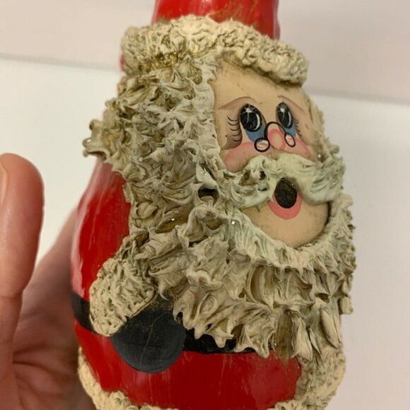 VTG Christmas Santa Gourd Handmade Signed HOZ OOAK - Picture 4 of 8
